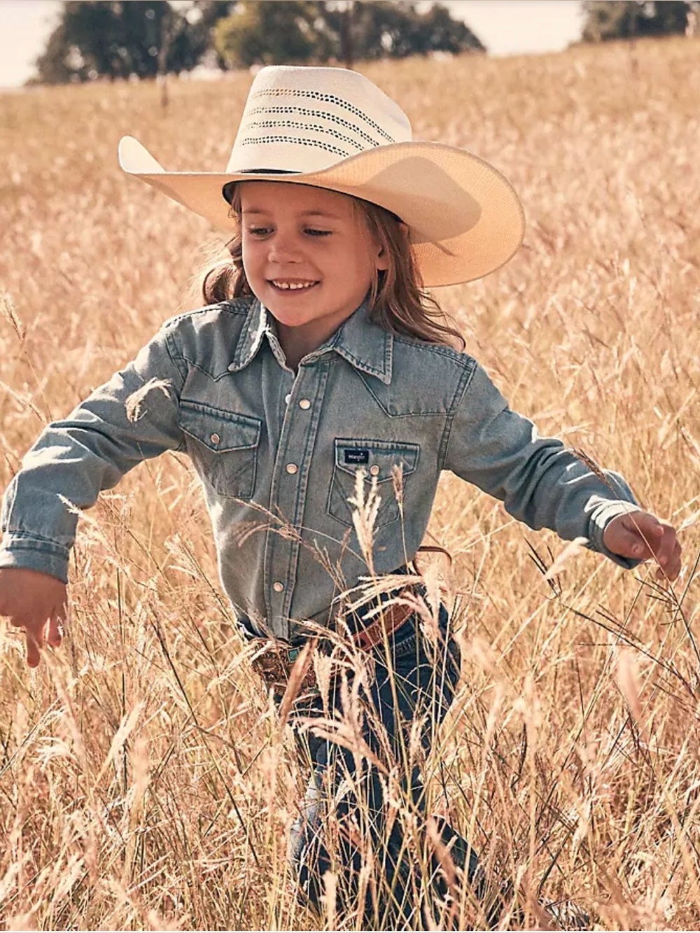 WRANGLER Kids Cowboy Cut Western Pearl Snap Shirt - XS (3-4)